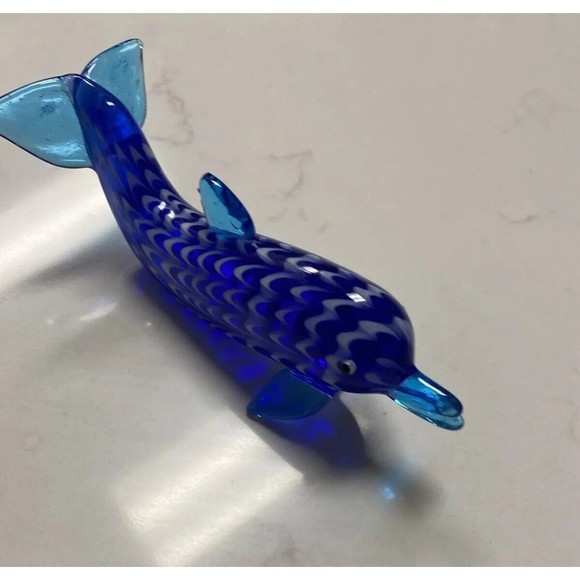 Lenox Blown glass Hand Made Blue dolphin Figurine -Art Glass - Picture 2 of 12